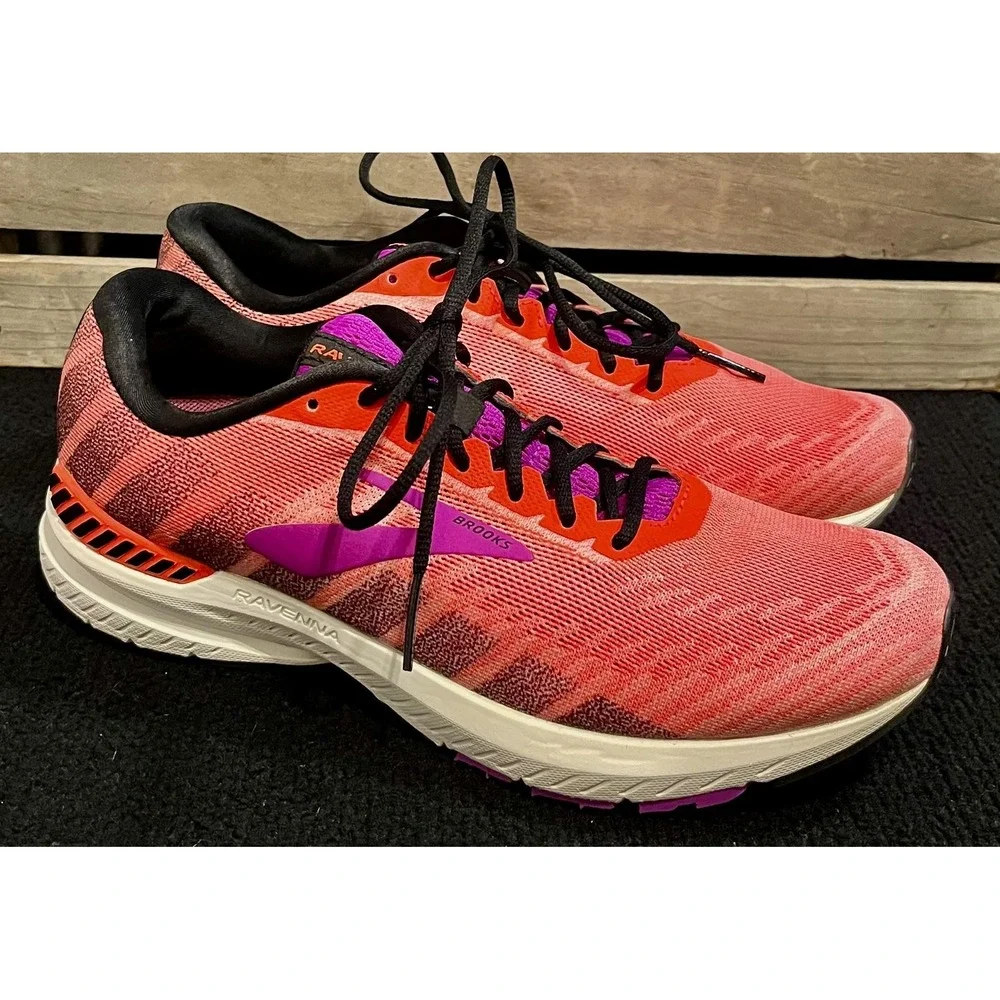 Brooks Ravenna Shoes Womens Size 9.5 Pink Orange Running‎ GuideRails 1202861B615